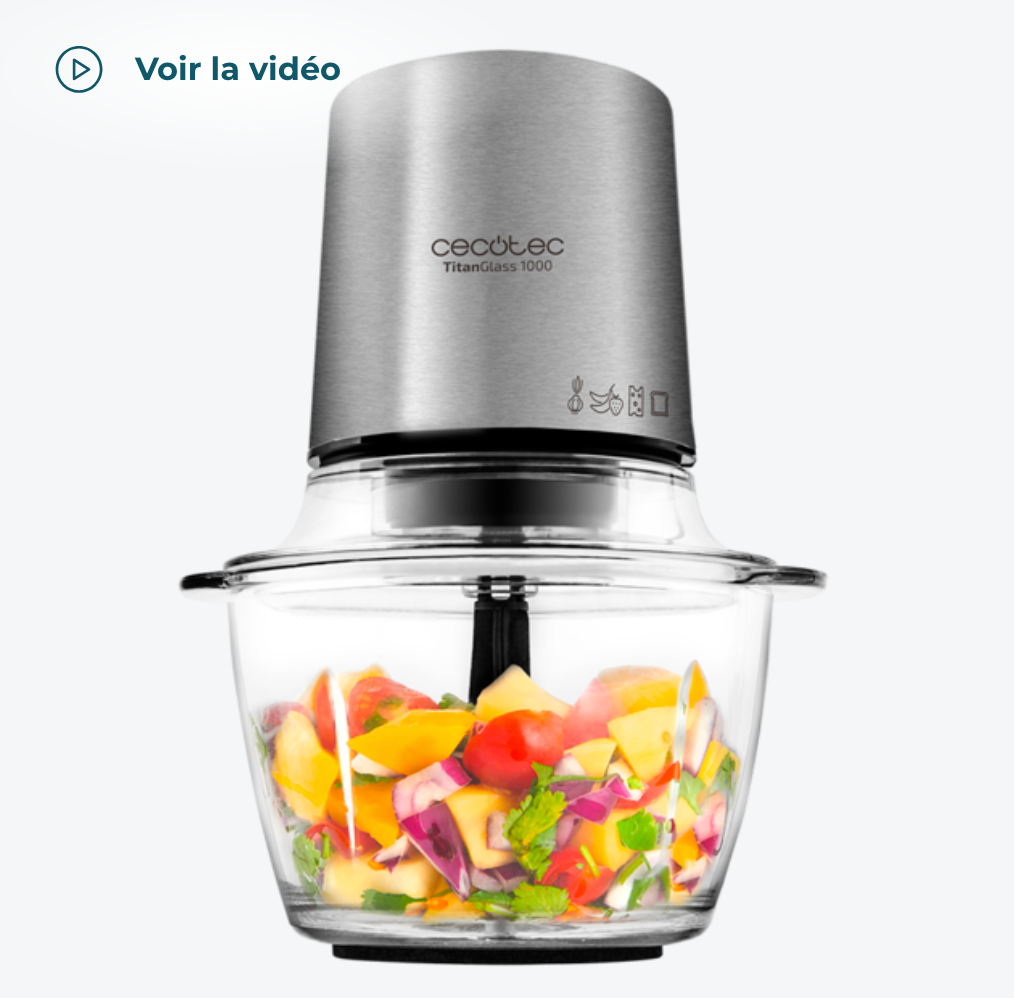 hachoir électrique TitanGlass 1000. Multifonction (pile, broie, pulvérise, coupe) / 3043
