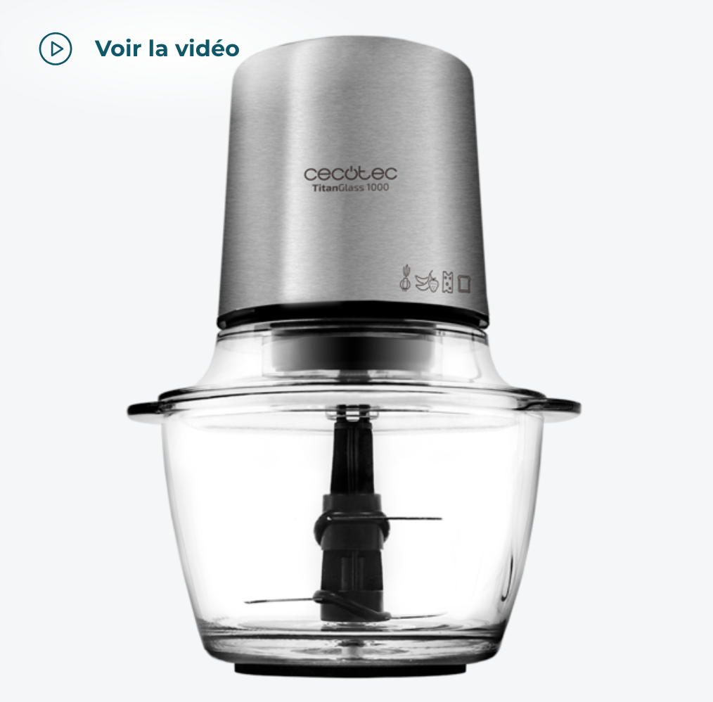 hachoir électrique TitanGlass 1000. Multifonction (pile, broie, pulvérise, coupe) / 3043