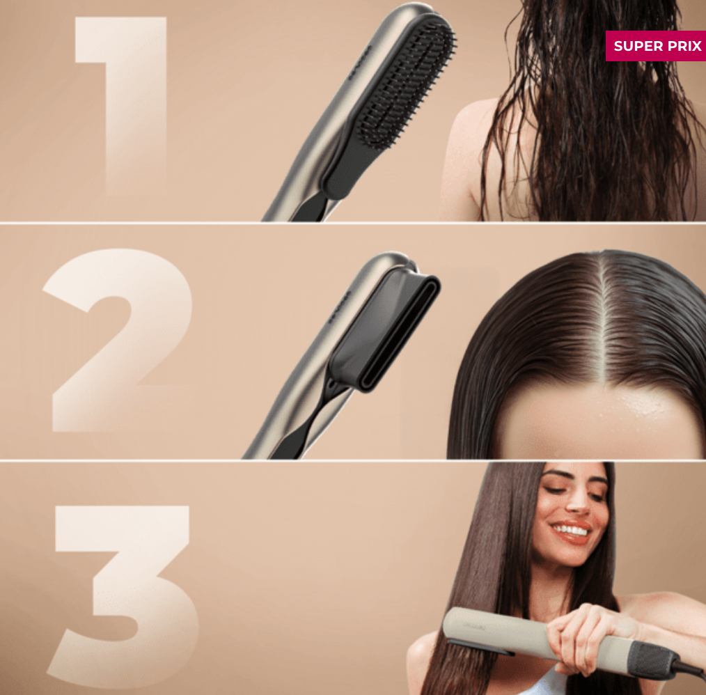 Lisseur séchant avec 2 accessoires : brosse et embout concentrateur / A01_EU01_100158