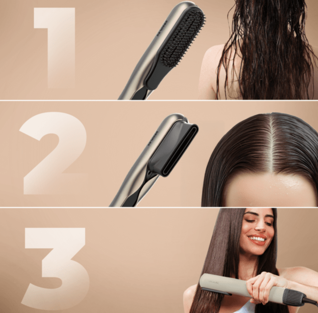 Lisseur séchant avec 2 accessoires : brosse et embout concentrateur / A01_EU01_100159